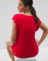Short-Sleeve Flutter Pajama Top