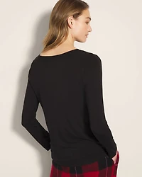 Lace Trim Long-Sleeve Pajama Top