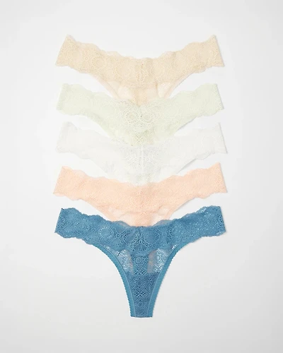 Thong Panty with Crochet Lace 5 Pack