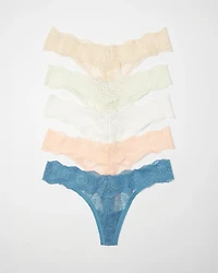 Thong Panty with Crochet Lace 5 Pack