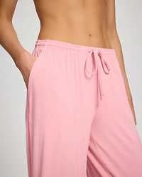 Solid Piped Crop Pajama Pant