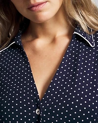 Long-Sleeve Notch Collar Pajama Top