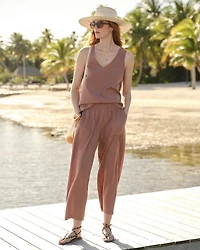 Textured Stripe Relaxed Barrel Pants
