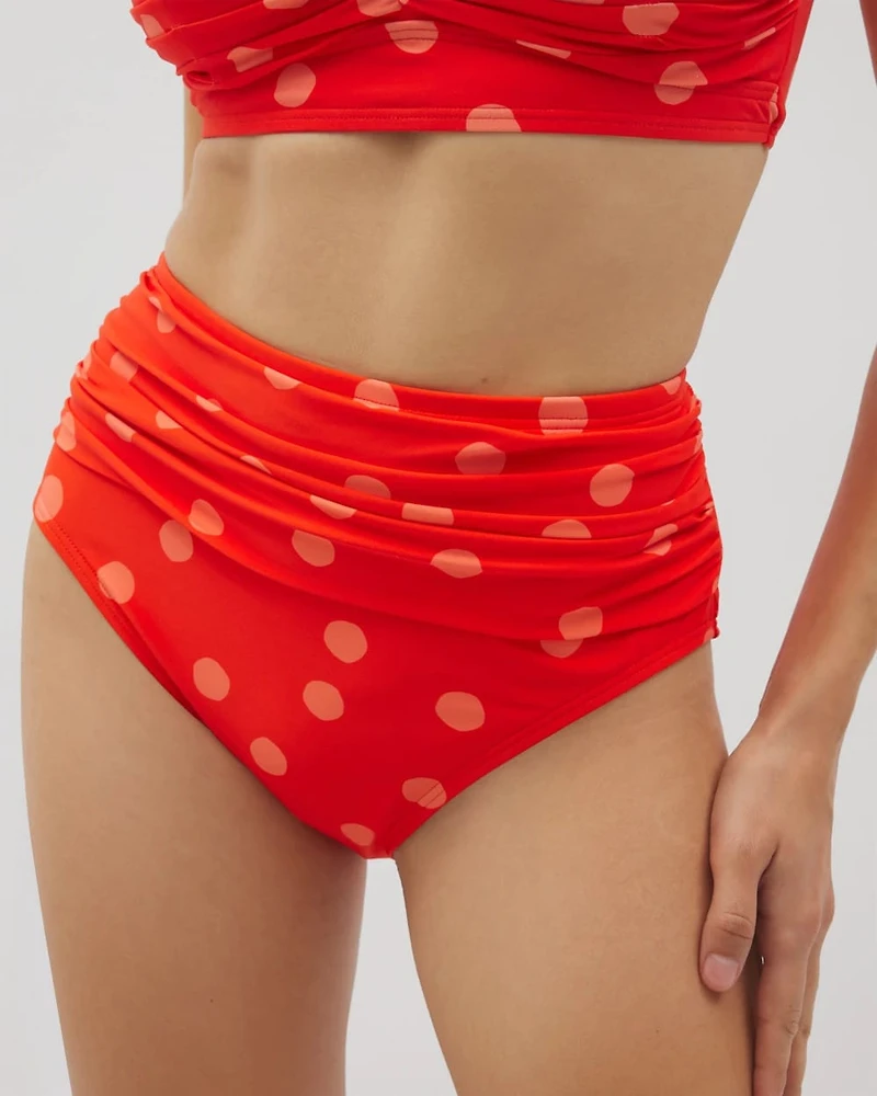 Ruched High-Waist Bikini Bottom