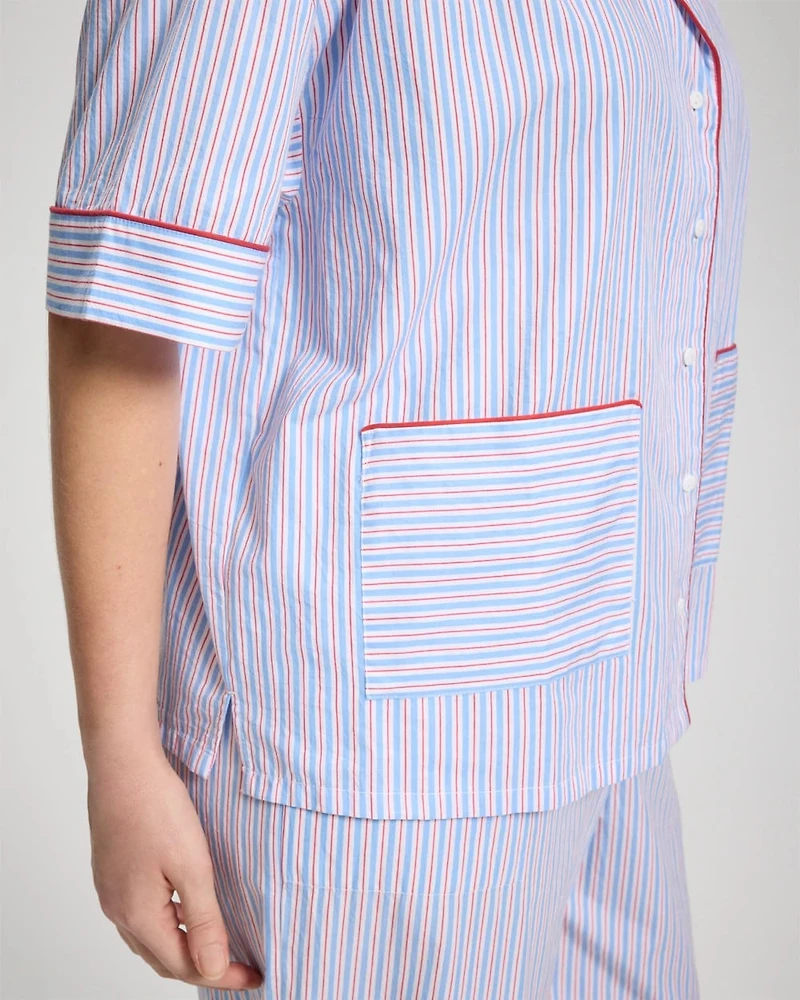 Relaxed Short-Sleeve Noch Collar Pajama Top