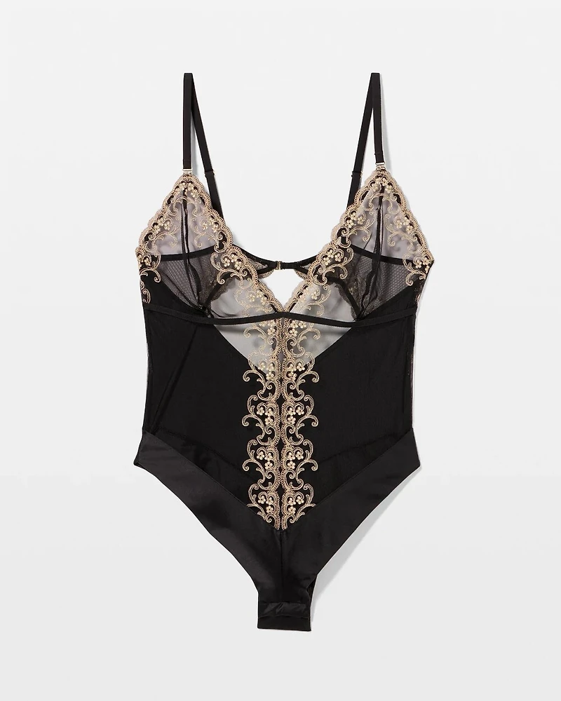 Silk + Venice Lace Slim Bodysuit