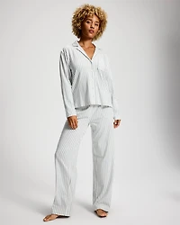 Long-Sleeve Notch Collar Pajama Top