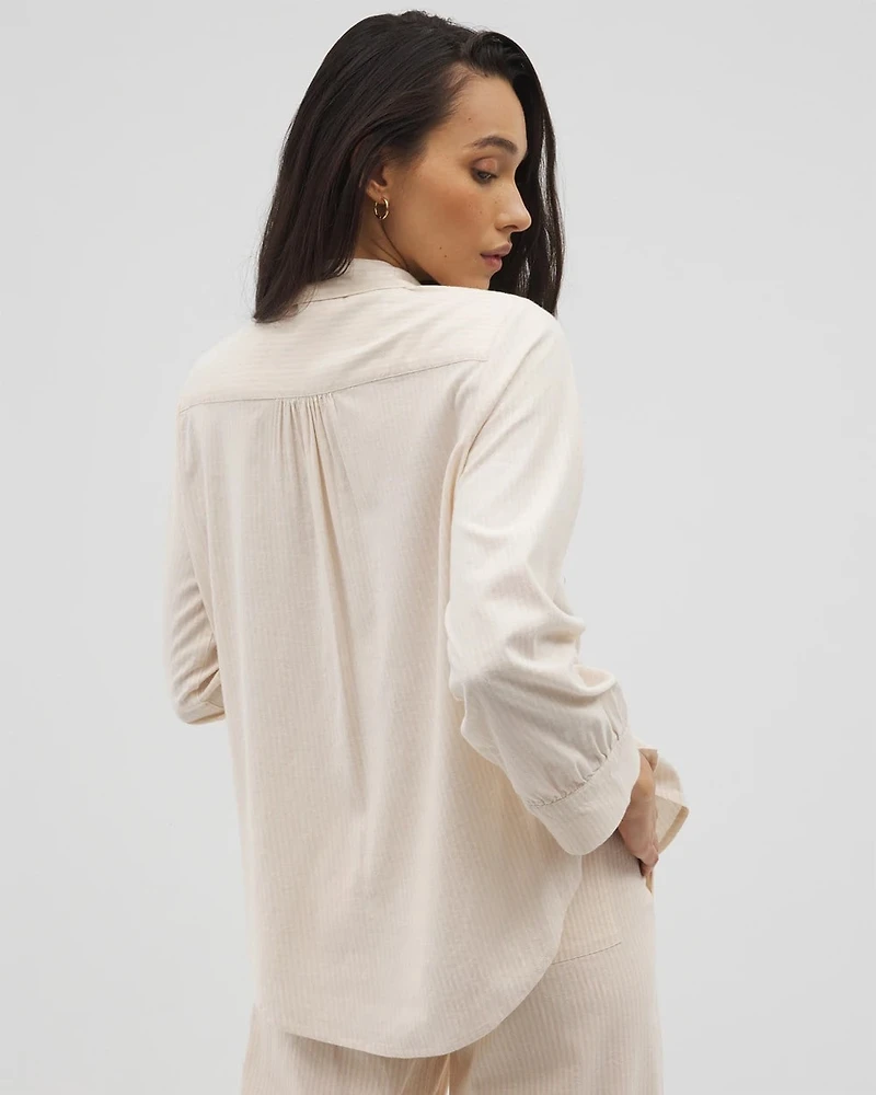 Beach Cotton Long Sleeve Button-Up