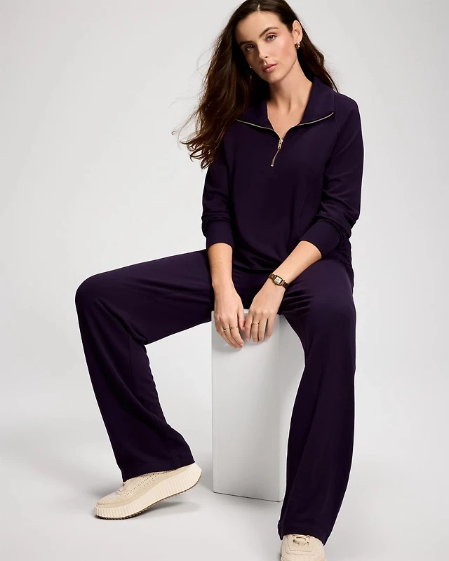 Ultra Soft Funnel Neck Quarter-Zip Top