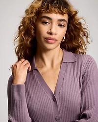 Premier Knit Rib Button-Up Top
