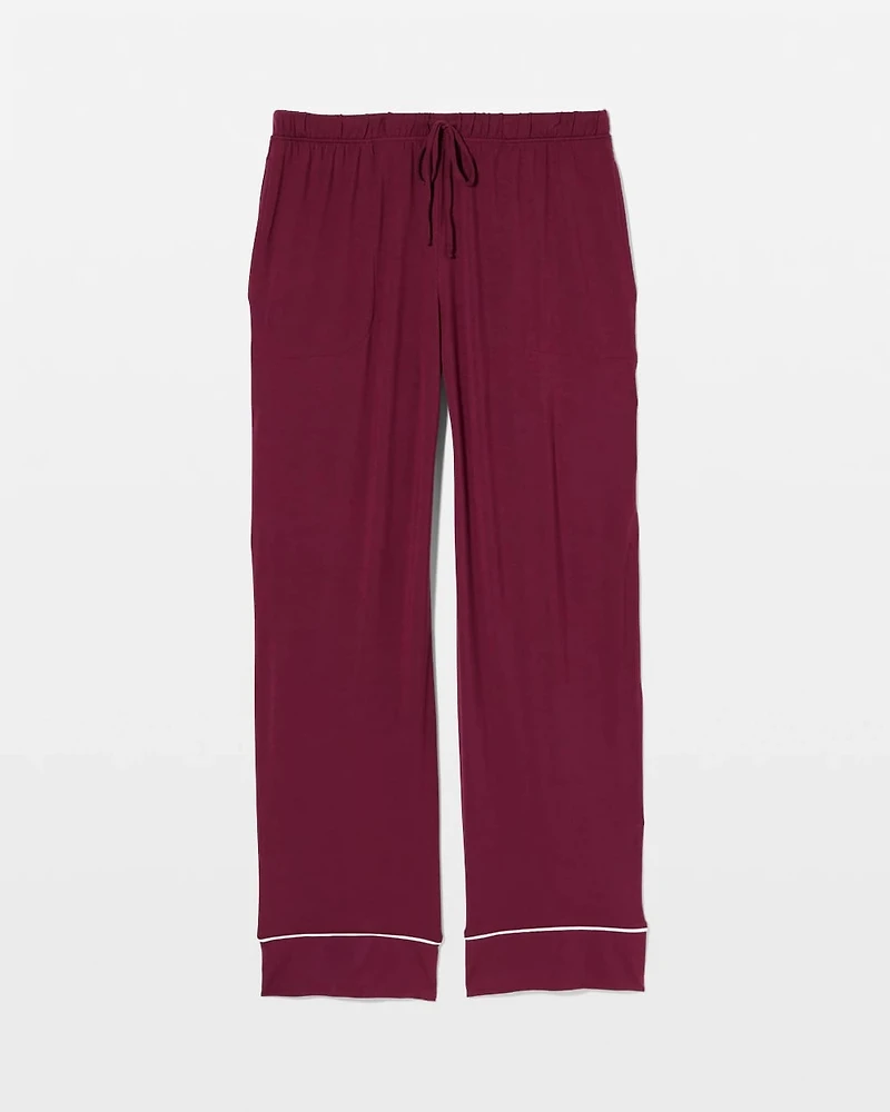 Solid Piped Pajama Pant