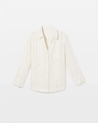 Cotton Gauze Long Sleeve Notch Collar Pajama Top