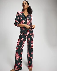 Cool Nights Long Sleeve Notch Collar with Piped Placket Pajama Top