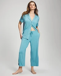 Solid Piped Crop Pajama Pant