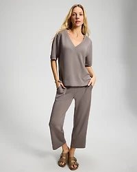 Modern Modal Puff Sleeve V-Neck Sweatshirt