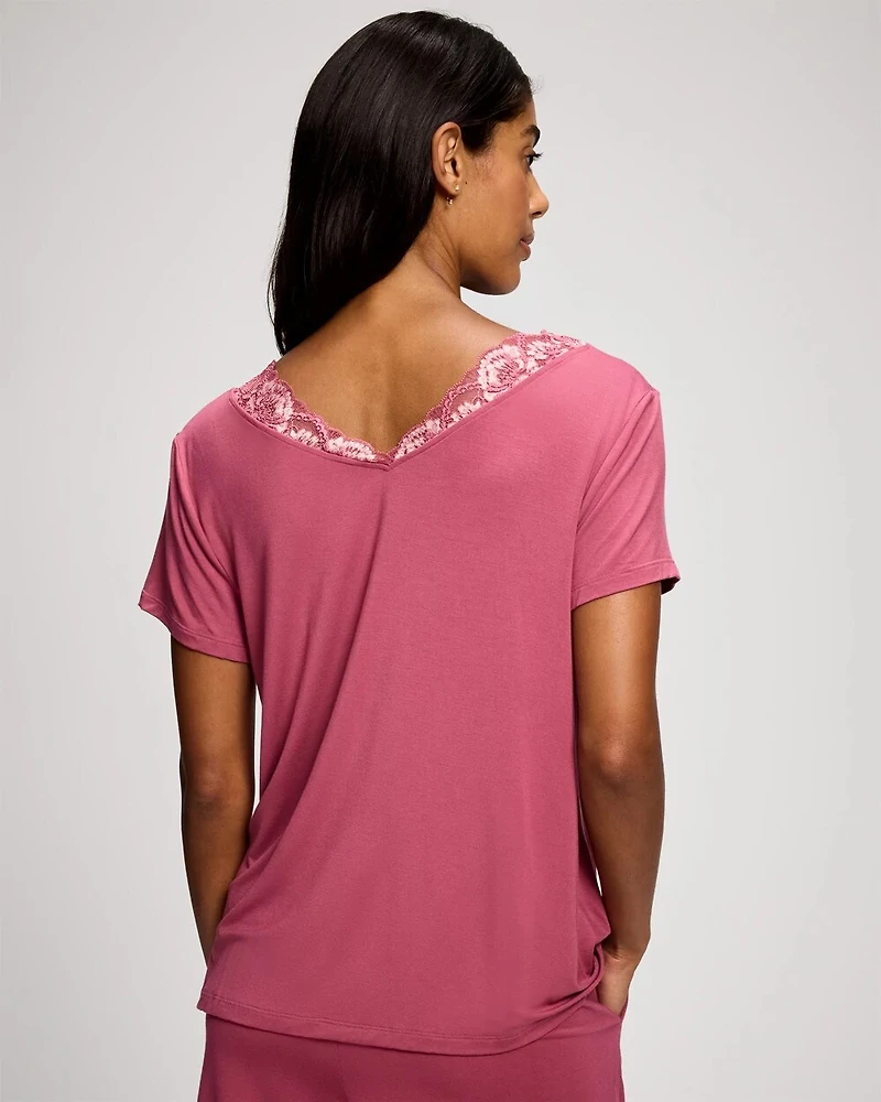 Romantic Lace Short Sleeve Pajama Top
