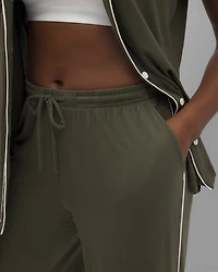 Solid Piped Crop Pajama Pant