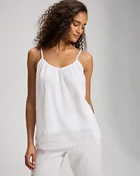 Cotton Gauze Crochet Lace Trim Relaxed Pajama Cami