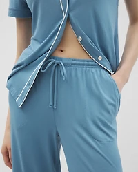 Solid Piped Crop Pajama Pant