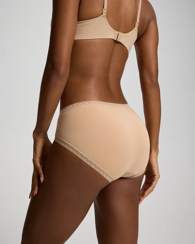 Cotton High-Leg Brief Panty with Lace Trim