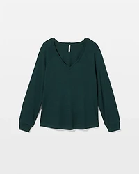 Cozy Waffle Long Sleeve V-Neck Pajama Top