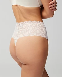 High-Waist Thong Panty with Enchanting Lace