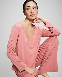 Lace Long Sleeve Pajama Top