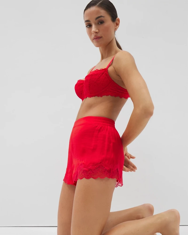 Lace Trim Pajama Shorts