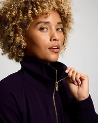 Ultra Soft Jersey Funnel Neck Zip Jacket