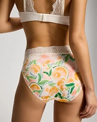 High-Leg Brief Panty with Crochet Lace