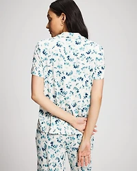 Short Sleeve Notch Collar Pajama Top