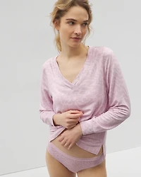 Long-Sleeve V-Neck Pajama Top