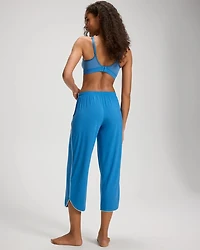 Solid Piped Crop Pajama Pant