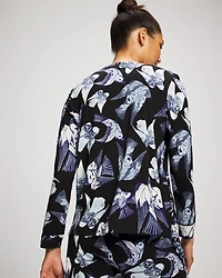 Piped Long-Sleeve Notch Pajama Top