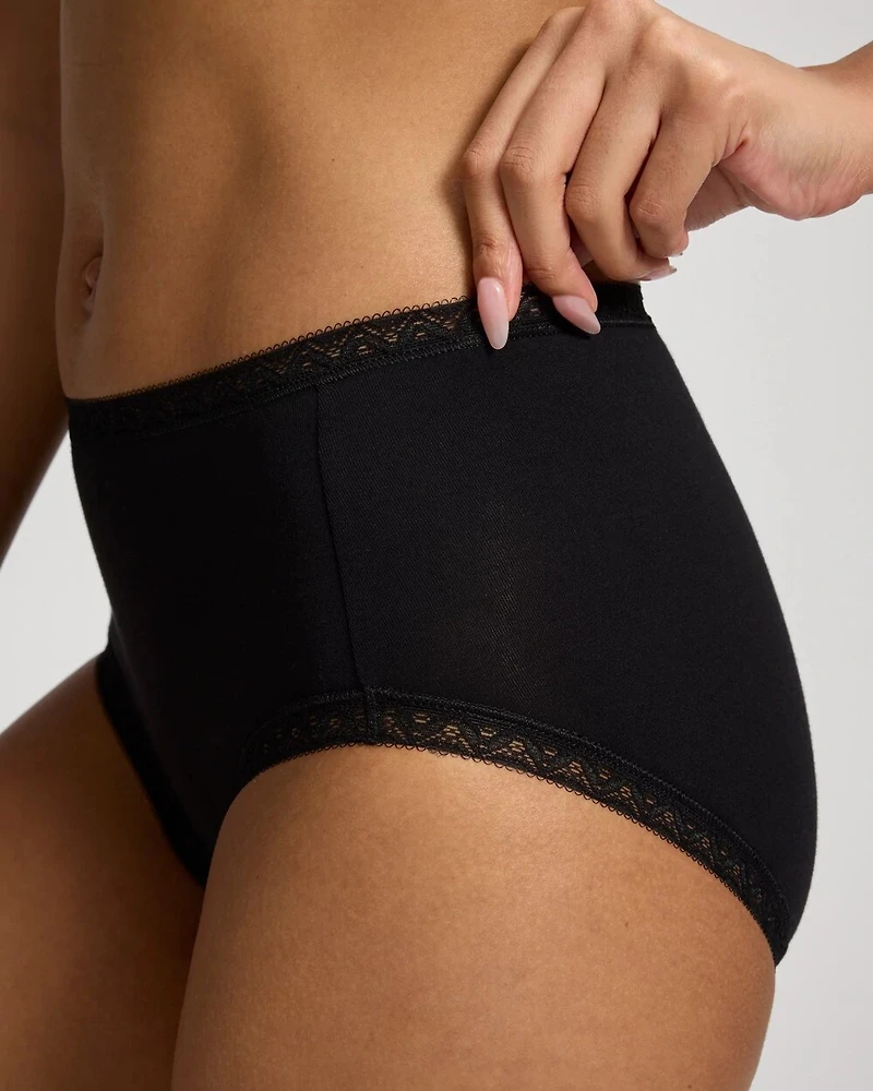 Cotton Brief Panty with Lace Trim