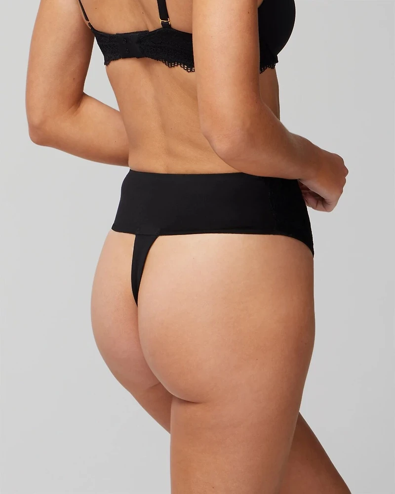 High-Waist Thong Panty With Lace