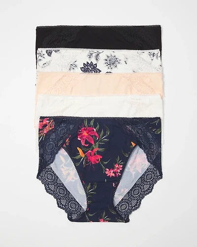 High-Leg Panty with Crochet Lace 5 Pack