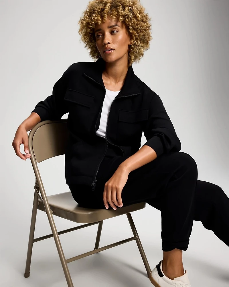 Modern Modal Funnel Neck Cinch Jacket