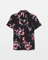 Short Sleeve Notch Collar Pajama Top