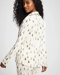 Long-Sleeve Notch Collar Pajama Top