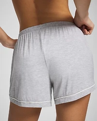 Solid Piped Pajama Shorts