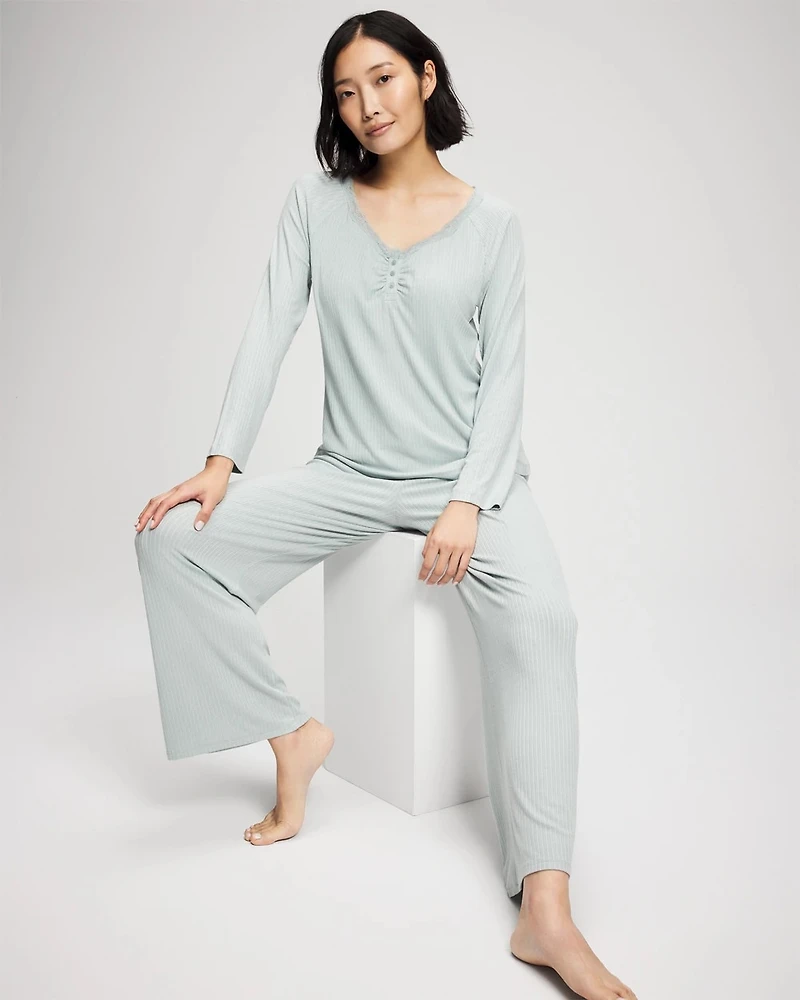 Pointelle Long Sleeve Pajama Top