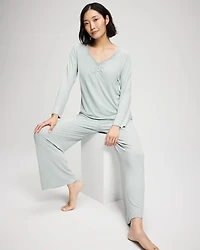 Pointelle Long Sleeve Pajama Top