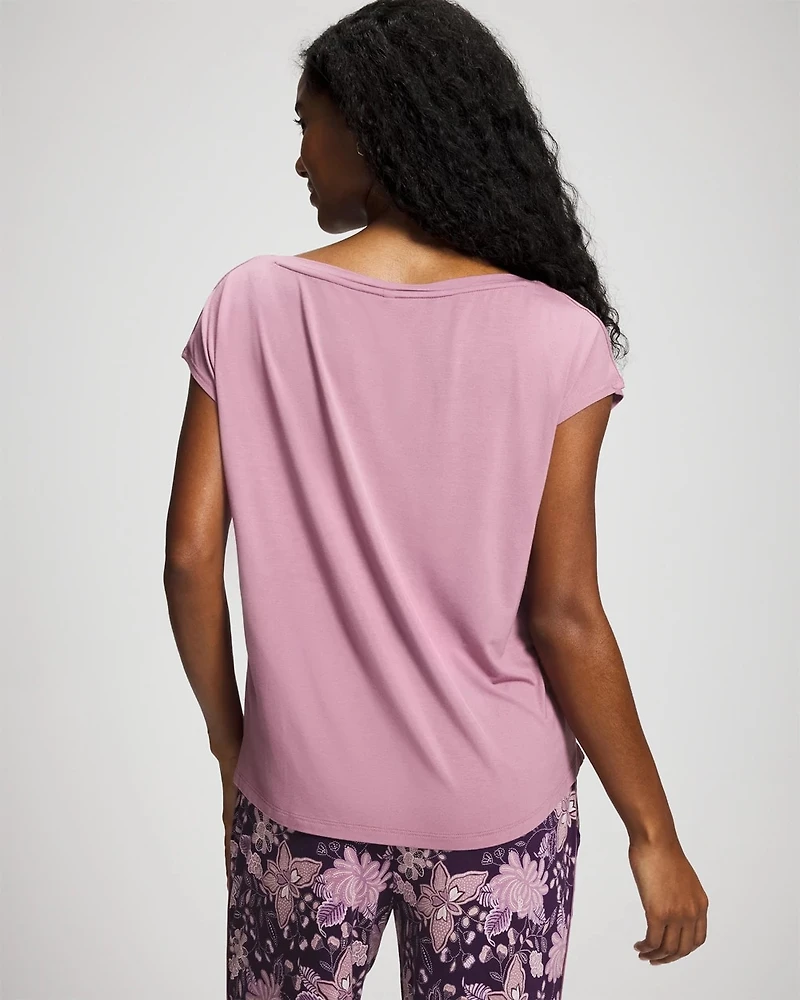 Short Sleeve Boat Neck Top