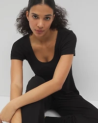 Lightweight Rib Knit Short Sleeve Pajama Tee