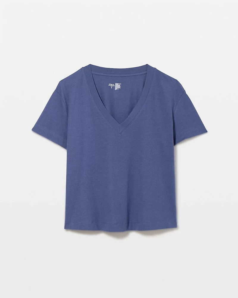 Relaxed V-Neck Short Sleeve Pajama Tee