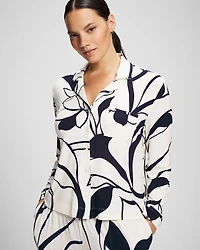 Long-Sleeve Notch Collar Pajama Top