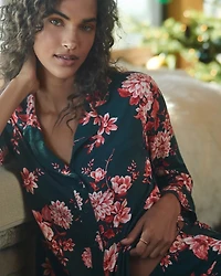 Cool Nights Long Sleeve Notch Collar with Piped Placket Pajama Top