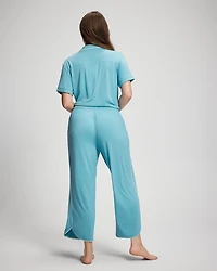 Solid Piped Crop Pajama Pant