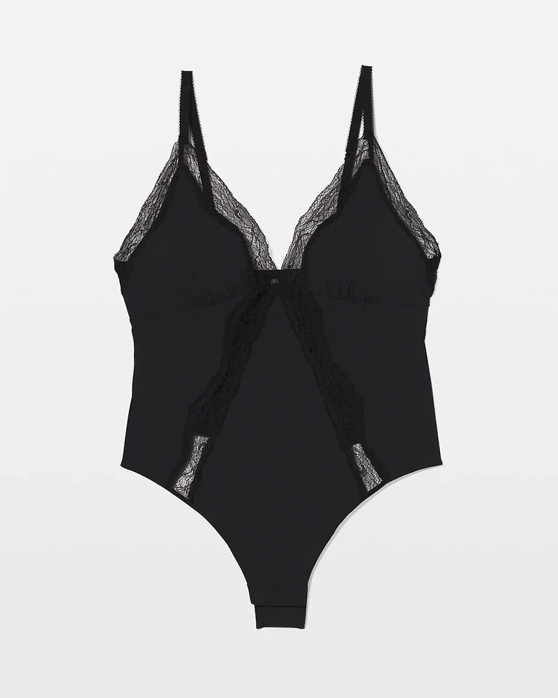 Stretch Crepe Lace Bodysuit